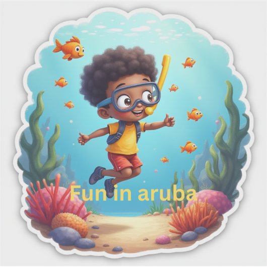 アルバのシュノーケリングおもしろい シール (正面)