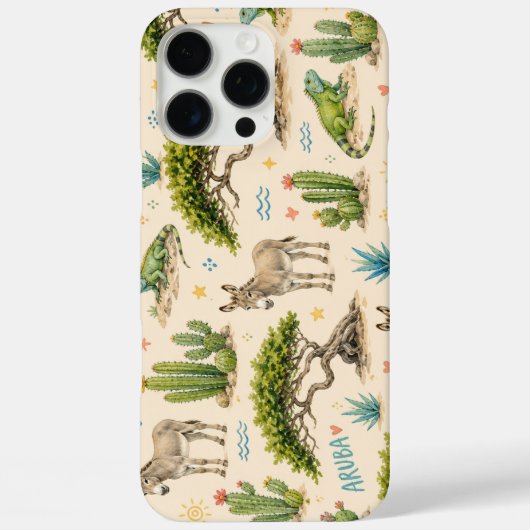 アルバのディビの木、ロバ、イグアナ、サボテン Case-Mate iPhoneケース (裏面)