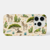 アルバのディビの木、ロバ、イグアナ、サボテン iPhoneケース (裏面横)