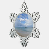 アルバのビーチ スノーフレークピューターオーナメント (右)