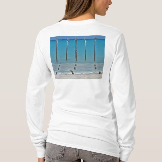 アルバのペリカンのポストの女性の長袖のワイシャツ Tシャツ (裏面)