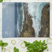 アルバのロッキーコーストとブルー海 キッチンタオル (折り畳み)