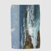 アルバのロッキーコーストとブルー海 ゴルフタオル (正面)