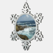 アルバのロッキーコーストとブルー海 スノーフレークピューターオーナメント (右)