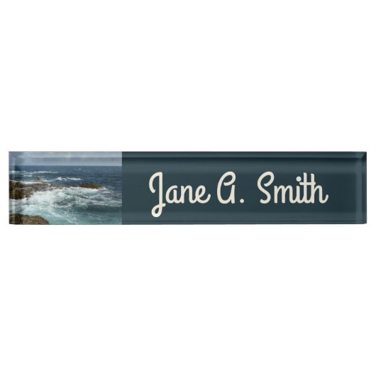 アルバのロッキーコーストとブルー海 デスクネームプレート (正面)