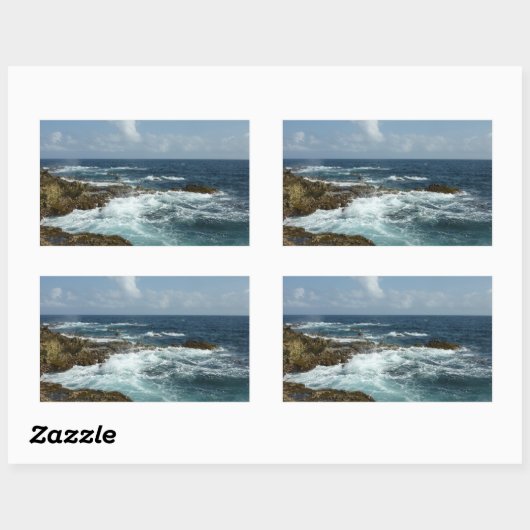 アルバのロッキーコーストとブルー海 長方形シール (シート)