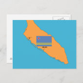 アルバの地図と国旗 ポストカード (正面/裏面)