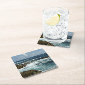 アルバの岩の多い海岸と青い海 スクエアペーパーコースター (インサイチュ)