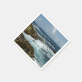 アルバの岩の多い海岸と青い海 スタンダードカクテルナプキン (角)