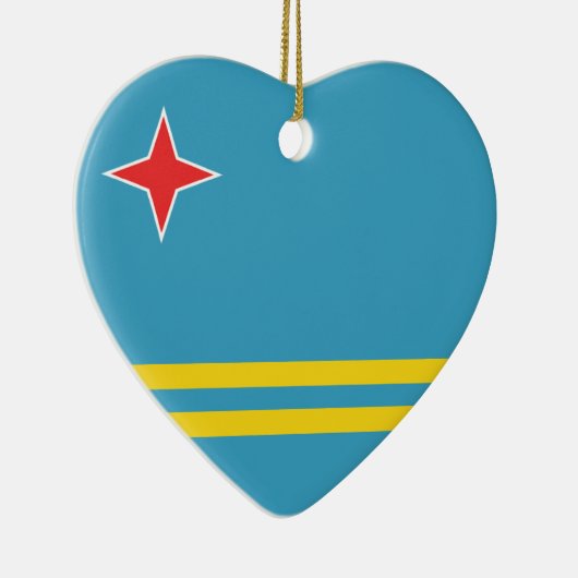 アルバの旗のハートのオーナメント セラミックオーナメント (右)