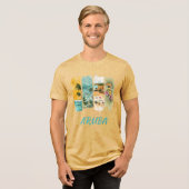 アルバの淡い色の花の筆致 トライブレンドTシャツ (正面全面)