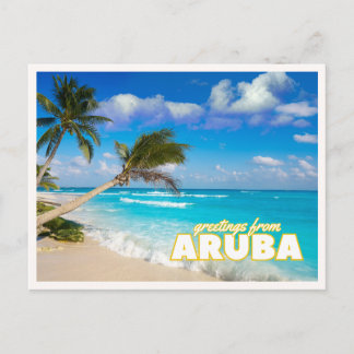 アルバの熱帯ビーチ レトロ ヴィンテージからの挨拶 ポストカード