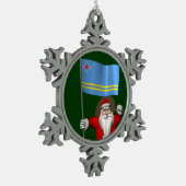 アルバの看板のあるサンタクロース スノーフレークピューターオーナメント (左)