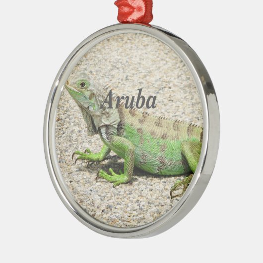 アルバの緑のイグアナ メタルオーナメント (左)