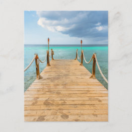 アルバの静かな長い木造の桟橋と大洋の至福 ポストカード