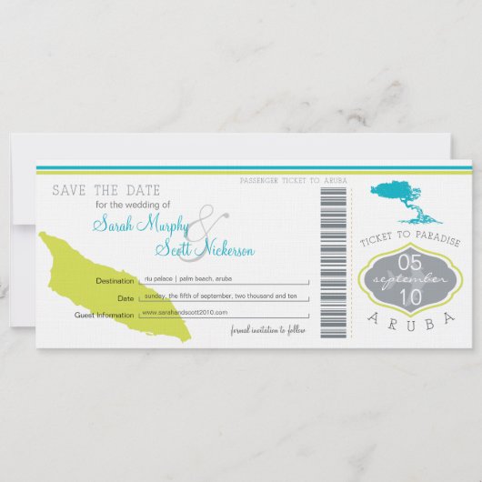 アルバへの搭乗券の保存 セーブザデート (正面)