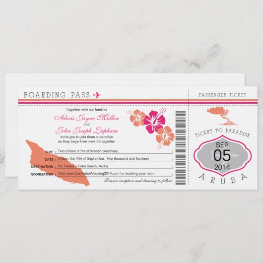 アルバへの搭乗券結婚式招待状 招待状 (正面/裏面)