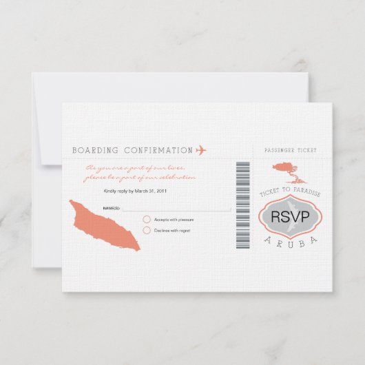 アルバへ出発する 搭乗券 への 返信 (正面)