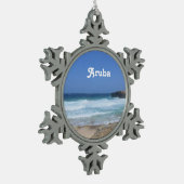 . .アルバをゴージャスな波が襲う スノーフレークピューターオーナメント (左)