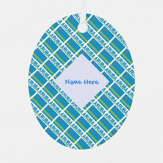 アルバアルバン国旗のタイル青のパーソナライズ メタルオーナメント (正面)
