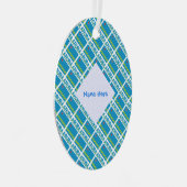 アルバアルバン国旗のタイル青のパーソナライズ メタルオーナメント (正面右)
