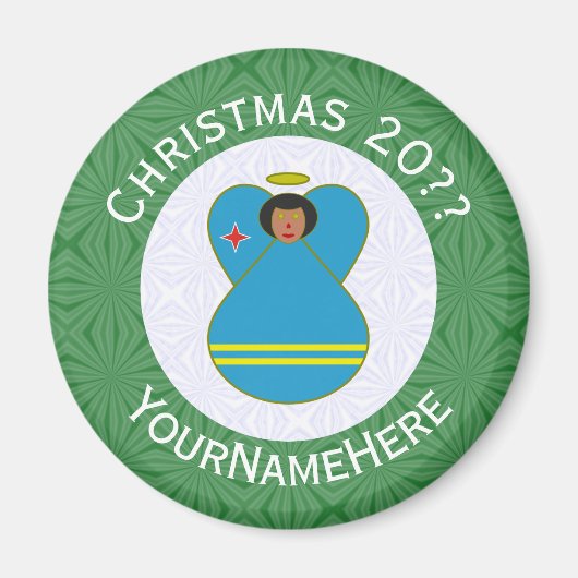 アルバエンジェルクリスマスパーソナライズされた国旗 マグネット (正面)