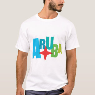 アルバカラフル文字とレッドスターデザイン Tシャツ
