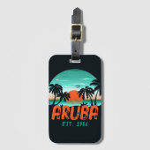 アルバカリブのシーヴィンテージレトロサンセットディ土産 ラゲッジタグ (正面縦)