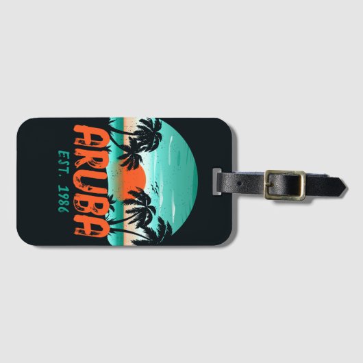 アルバカリブのシーヴィンテージレトロサンセットディ土産 ラゲッジタグ (正面横)