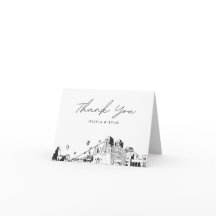 アルバカーキのスカイラインを描いた感謝カード