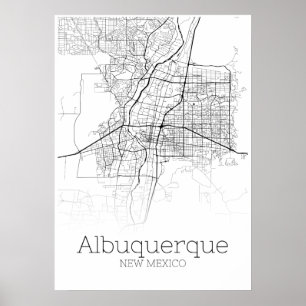 アルバカーキの地図-ニューメキシコ-都市地図ポスター ポスター