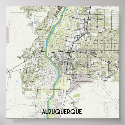 アルバカーキの地図 ポスター (正面)