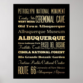 アルバカーキの観光スポットと有名な場所N.M. ポスター