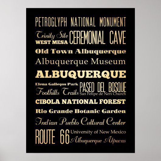 アルバカーキの観光スポットと有名な場所N.M. ポスター (正面)