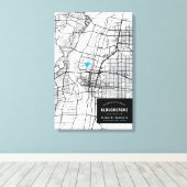 アルバカーキシティマップ+自分の場所をマーク キャンバスプリント (インサイチュ (ウッドフロア))