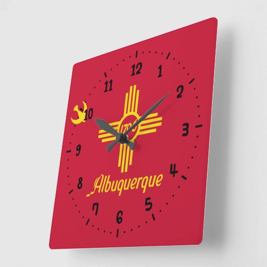 アルバカーキ国旗、ニューメキシコ城壁時計 スクエア壁時計 (傾斜)