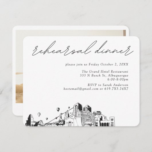 アルバカーキ結婚のリハエレガントーサルディナー エンクロージャーカード (正面/裏面)