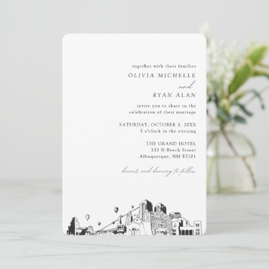 アルバカーキ結婚スエレガントスカイライン招待状 招待状 (スタンド正面)