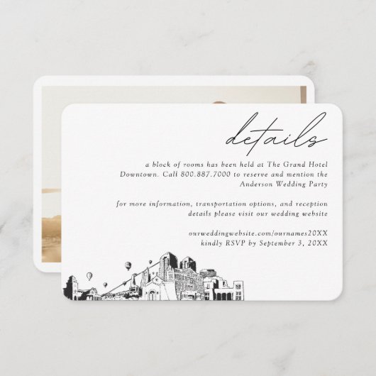 アルバカーキ結婚ズホテルルームブロック詳細 エンクロージャーカード (正面/裏面)