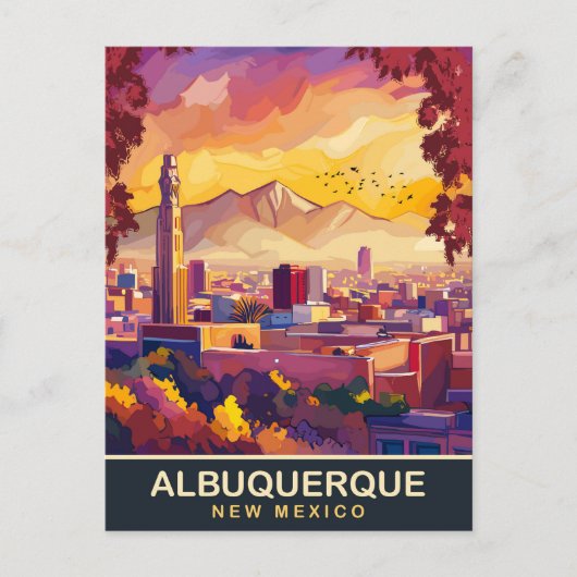 アルバカーキ ニューメキシコ州 都市スカイライン 旅行 ポストカード (正面)