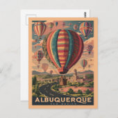 アルバカーキ，ニューメキシコ熱気球ヴィンテージ ポストカード (正面/裏面)