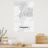 アルバカーキ,ニューメキシコ(黒と白) ポスター (キッチン)