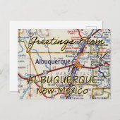 アルバカーキNMヴィンテージマップ ポストカード (正面/裏面)
