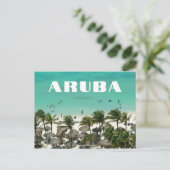 アルバカ​​リブ海島のビーチシーン ポストカード (スタンド正面)