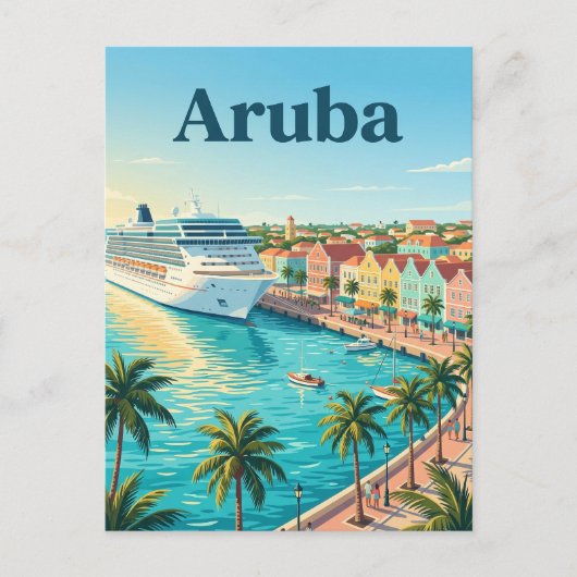 アルバクルーズポート、オラニエスタッド アルバ島 ポストカード (正面)