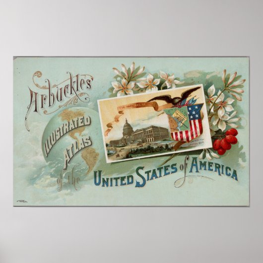 アルバックルの紋章が描かれた地図 ポスター (正面)