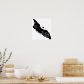 アルバトレンディー平和サインとアルバンの地図 ポスター (キッチン)