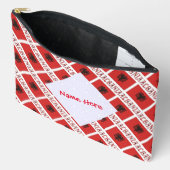 アルバニアおよびアルバニア国旗のタイル赤の個人用設定 アクセサリーポーチ (見開き)