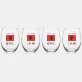 アルバニアおよびアルバニア国旗の赤個人用設定 ステムなしワイングラス (正面)