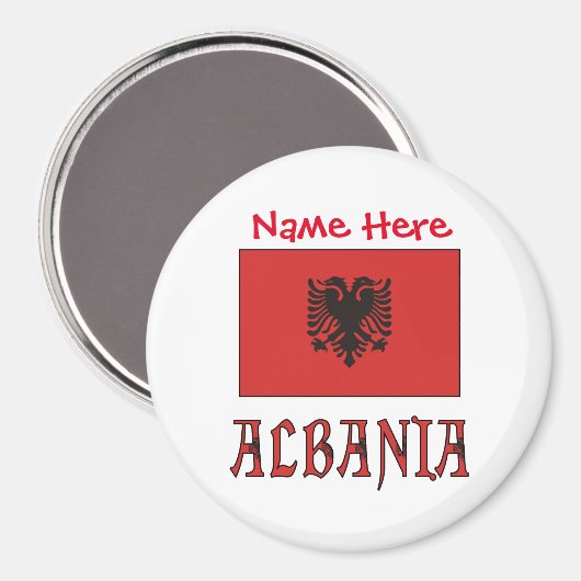アルバニアおよびアルバニア国旗の赤個人用設定 マグネット (正面/裏面)